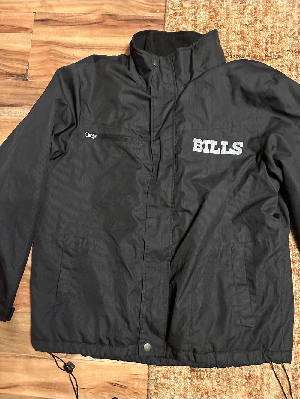 Black Puff Jacket with 'BILLS' Chest Logo